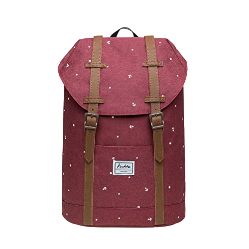 KAUKKO Schöner und durchdachter Rucksack mit Laptopfach für 15 Zoll Schule Uni 22L, Maroonep6-5 Polyester, Taille unique, Schulranzen