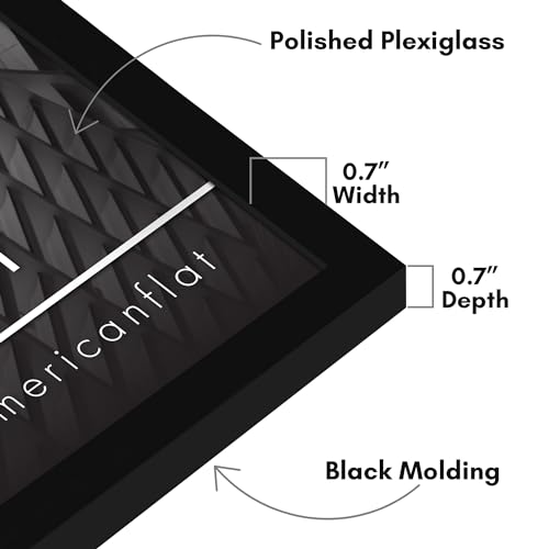 Americanflat 24x24 Picture Frame with Polished Plexiglass - Streamline Collection - Thin Border Square Frame for Wall Display - Hanging Hardware Included - Black