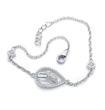  ORPHELIA - Pulsera de Plata de Ley con circonita con Cierre de mosquetón (19 cm)