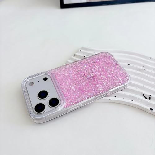Coque iPhone 14 Plus paillettes rose silicone brillant antichoc