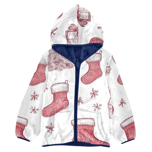 Christmas Tree Gifts Socks Girls Fleece Jacket Girls Fall Jacket Girls Zip Up Hoodie Girls Sherpa Jacket 2-10T