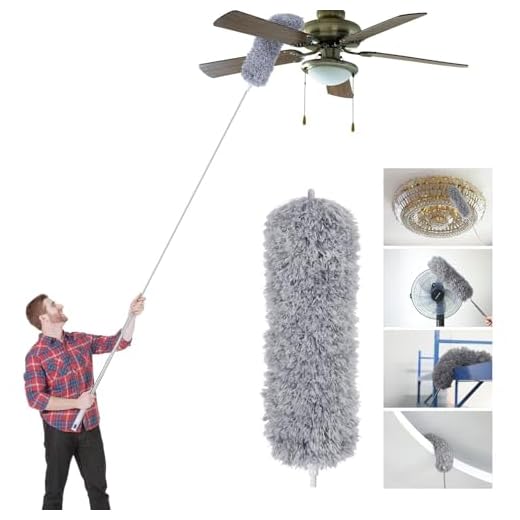 Vicloon Staubwedel Teleskop, Mikrofasern Staubwischer Staubbesen mit Mini Fenster Reinigungsbürste, Edelstahl Teleskop Stange und Verbiegbare Eckbesen, Bis 245cm Länge Staubbesen - Grau