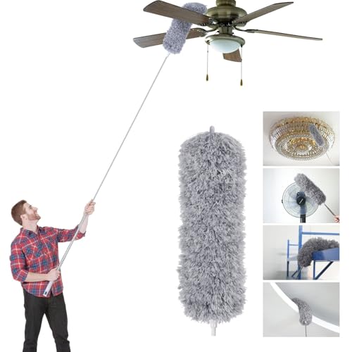 Vicloon Plumeau Poussière, Plumeau Télescopique Microfibre avec Poignée en Acier Inoxydable Plumeaus Lavable Parfait pour Éliminer la Poussière chez Vous...