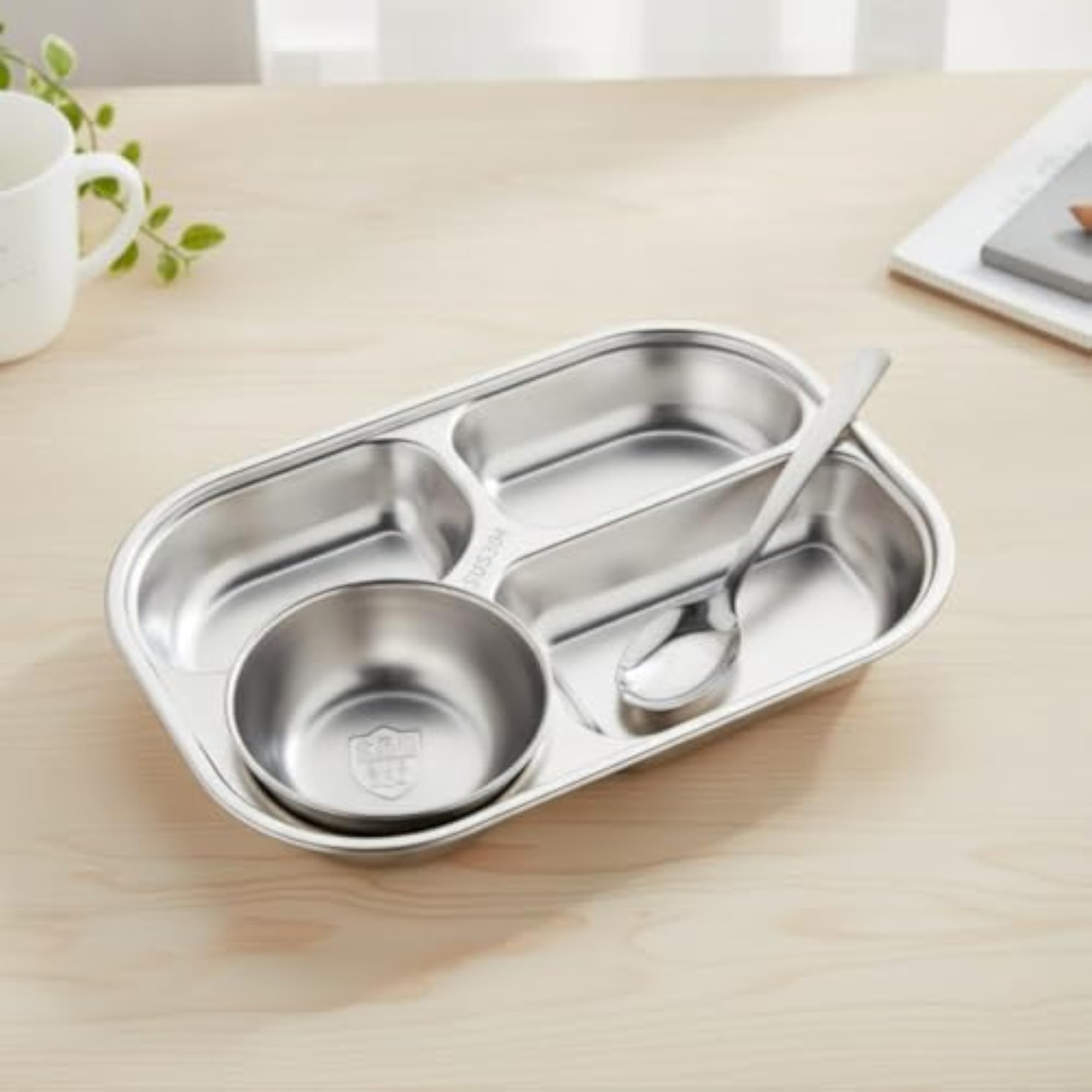 Compartmentalized Divided Tray with Bowl and Spoon