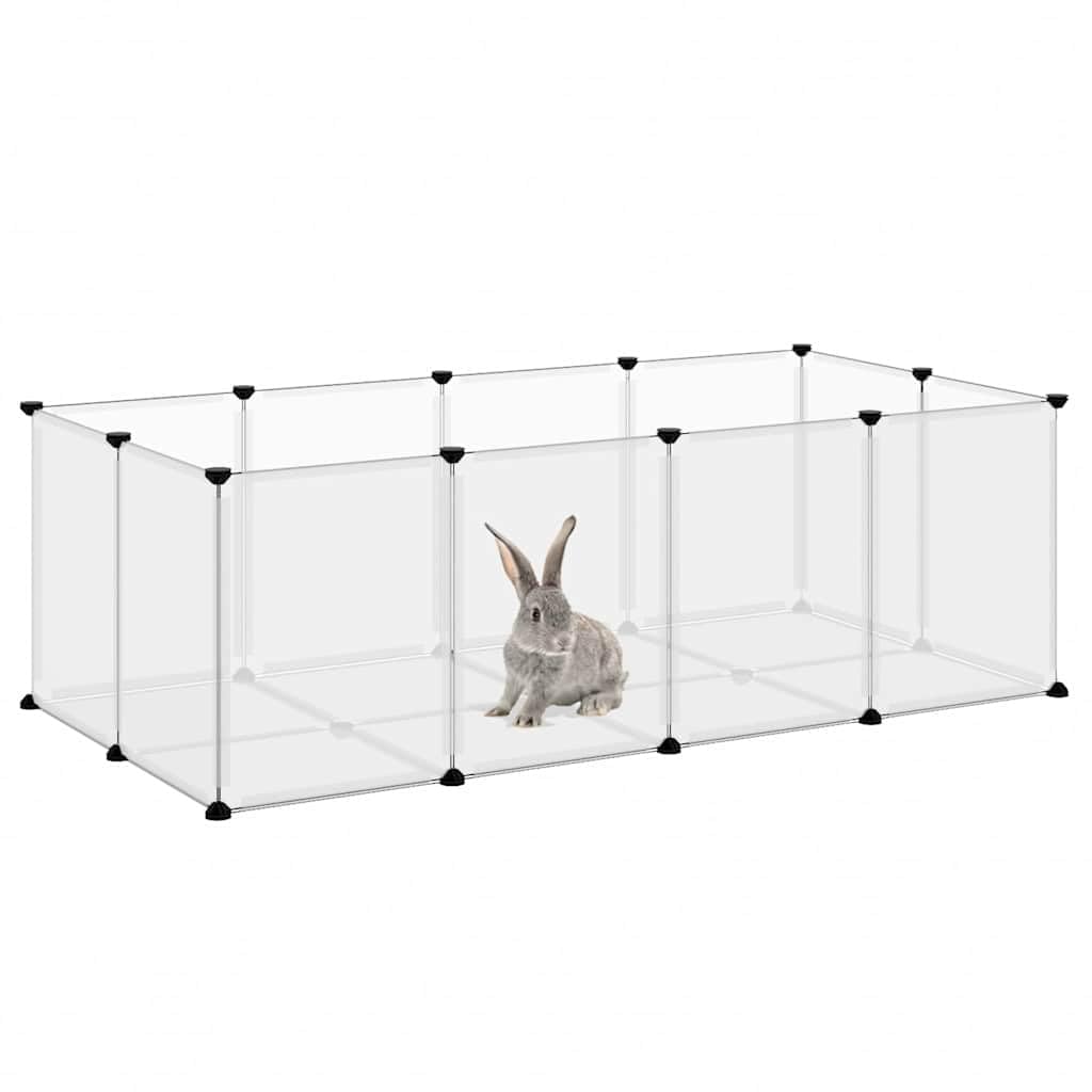 Kleintierkäfig Transparent 144x74x46,5 cm aus PP und Stahl, geräumiges Kleintiergehege mit Schutzgitter für Kaninchenstall, Meerschweinchenstall, Hamsterkäfig