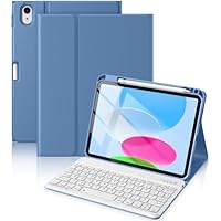 Beydoa for iPad 10th Generation Case with Keyboard 10.9 Inch- Magnetic Wireless Keyboard Case with Pencil Holder Stain Proof Folio Cover for iPad (A16) 11th Gen 11 Inch 2025/10th Gen 2022 - Blue