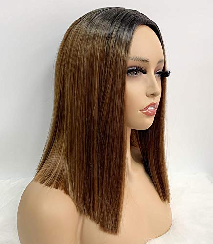 aSulis Ombre Wigs Short Bob Wigs Purple Colorful Party Wig Synthetic Daily Wig for Women (Brown30#)