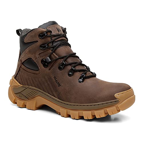 Bota Masculina Coturno em Couro Reforçado California VL006 Cor:Marrom;Genero:Masculino;Tamanho:40