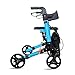 Cadre De Marche À Roulettes Avec Freins Et Siège, Marcheur Pliant En Alliage D'Aluminium Scooter À Quatre Roues Fauteuil Roulant Chariot D'Achat Pour Personnes Âgées Les Personnes Âgées Peuvent S'Ass