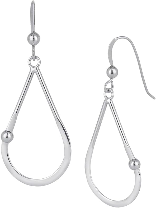 Vanbelle Sterling Silver Jewelry - Rhodium Plated with 925 Stamp - Pear Shape Dangling Earring - Elegant Handcrafted Earring for Women