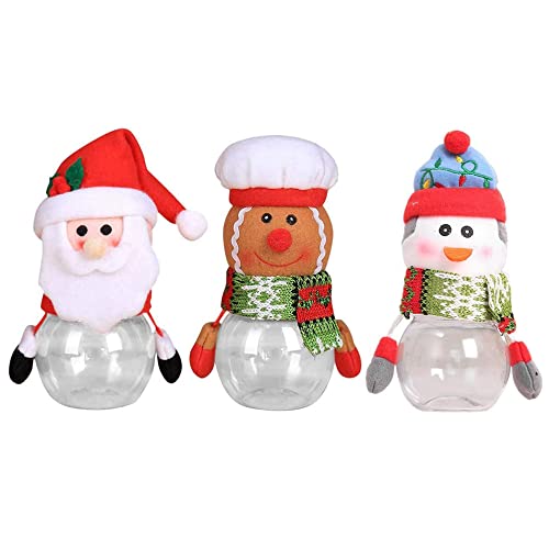 Tarro De Dulces De Navidad, 3 PCS Tarro De Chocolate Navideño, Tarro De Galletas Navideños para Navidad Año Nuevo Decoración De Regalo para Niños (Papá Noel+Hombre Pingüino+Hombre Galleta) Cover