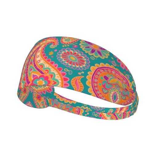 Boys Girls Sports Sweat Band, Multipurpose Long Head Ribbon for Sports Workout Spa, Fashion Colorful Flowers Leaves Paisley Art Headdress Hand Decor