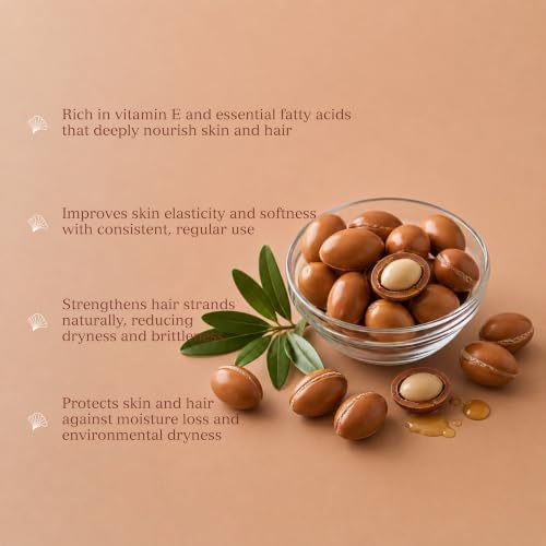 Image of CAMIA - Organic Moroccan Argan Oil for Skin & Hair | Premium Extra Virgin Cold Pressed Oil, 100% Natural | Argan Oil Improves Skin & Hair Elasticity & Provides Intense Hydration | 100 ML Glass Bottle