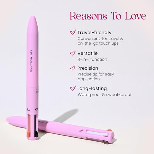 Image of Milagro Beauty 4-In-1 Makeup Pen, Smudgeproof & Waterproof Eyeliner, Lip Liner, Highlighter & Eyebrow Pencil With Rich Color Payoff, 24-Hour Long Stay