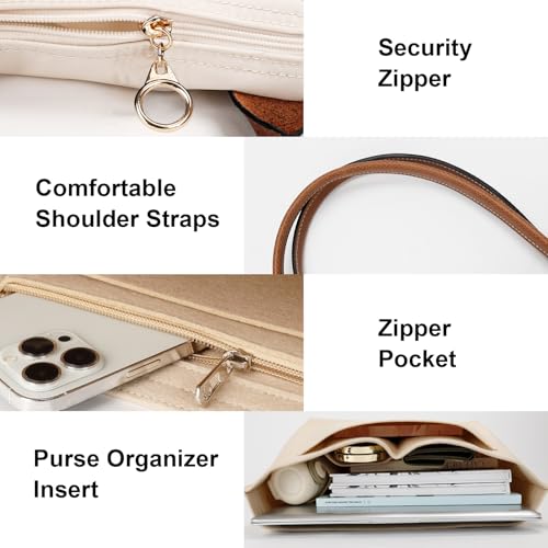 Image of Tote Bag for Women with Purse Organizer Insert, Foldable Waterproof Nylon Bag for Travel, and Daily Use,Medium Size.