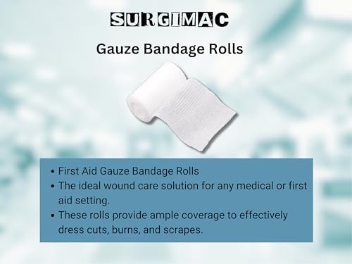 SurgiMac Conforming Stretch Gauze Bandage Rolls, 1-Ply, 4 Inch x 4.1 Yard, Rayon, Case of 96 for Wound Care & Dressing miniatura 2