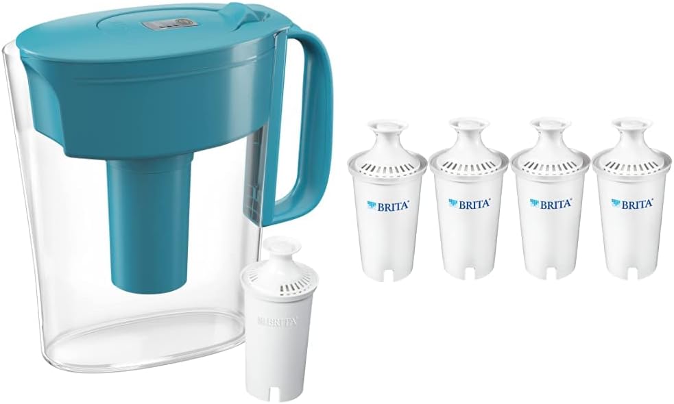 Brita Water Filter Pitcher + Replacement Filters (4 Count)