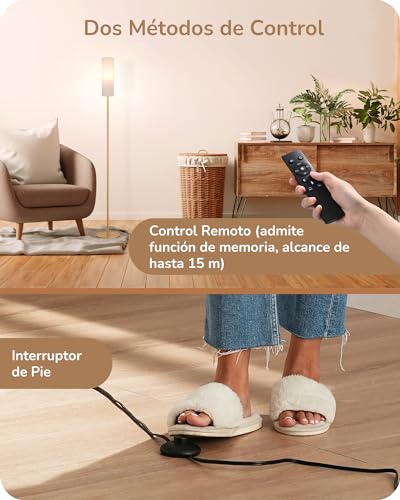 Lámpara de pie LED con interruptor de pie y control remoto para iluminar salones 3