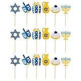 LUOZZY 48 Pcs Hanukkah Cake Picks Cake Insert Picks Cake Decorations Cupcake Topper (As Shown)