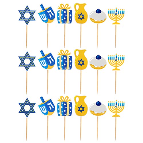 Luozzy 48 Pcs Hanukkah Cake Picks Cake Insert Picks Cake Decorations Cupcake Topper (As Shown) #TOP24