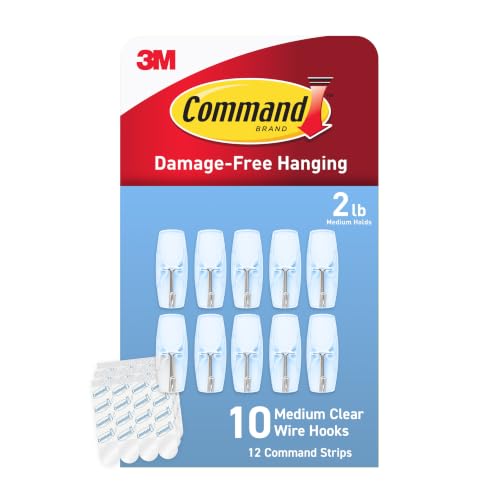 Image of Command Medium Clear Wire Toggle Hooks,10 Wall Hook and 12 Strips, Damage-Free Hanging with Adhesive, Great for Hanging, Organization and Storage, Holds up to 2 lb