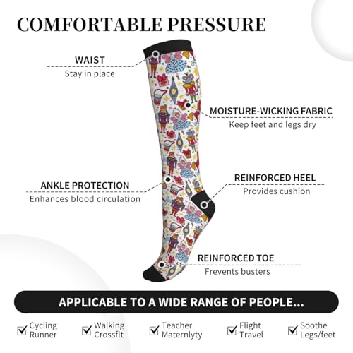 Image of Compression Socks for Women Men Circulation Graduated Supports Socks for Running Athletic Sports Nurse Travel