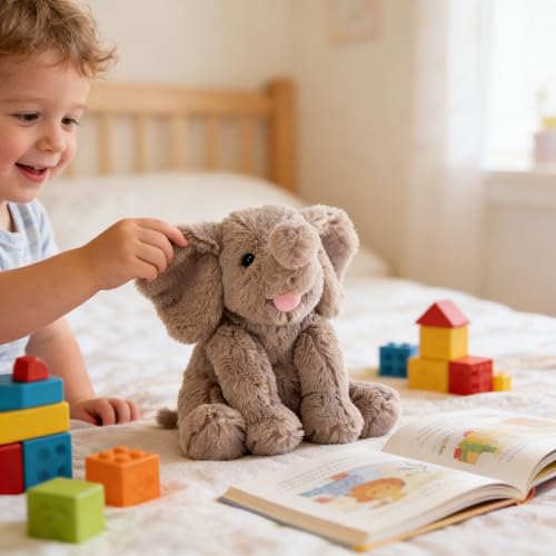 Hopearl Niedliches Elefantenbaby Plüschtier - Ultraweiches graues Kuscheltier für Jungen, Mädchen & Kleinkinder (Grau 23 cm)