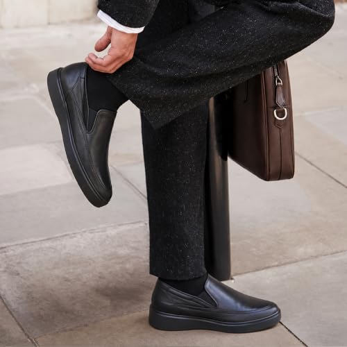 Image of Ergon Denver Genuine Leather Men's Formal Slip-On Shoes | Available in Black, Tan & Tan Napa | Cushioned Comfort | Office, Business Sizes UK 6-11