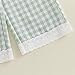 Thorn Tree Girls Summer Outfits Ruffle Sleeve Button Up Dress Tops Plaid Linen Pants Spring Toddler Girl Clothes (Light Green C, 12-18 Months)