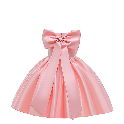 6M-8T Baby Girl Big Bowknot Birthday Pageant Dress Toddler Party Tutu Gown Baptism Dresses Pink 100