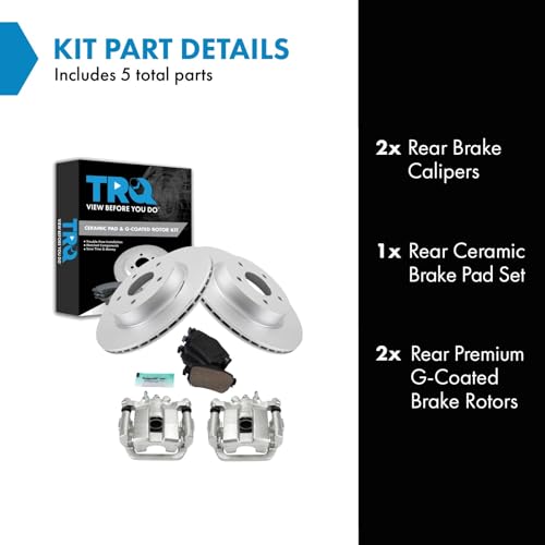 Image of TRQ Rear Brake Pad and Rotor Set Ceramic G Coated Rotors Calipers | For 2019 Nissan Rogue Sport