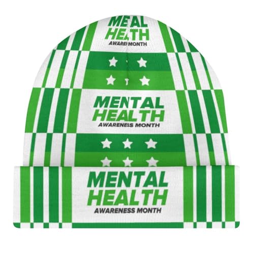 Mental Health Awareness Month Kids Beanie Hat for for Girls Boys Children Cap Winter Knitted Chemo Cancer Headwear Accessories Gifts Decoration Black4