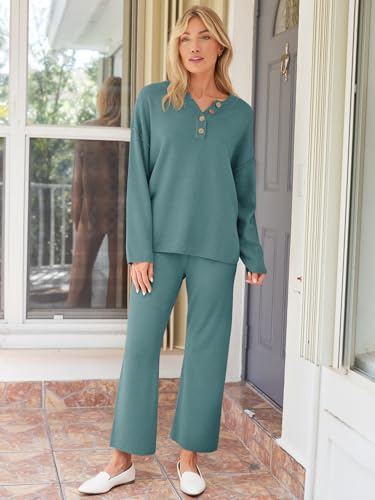 Image of LILLUSORY Women's 2 Piece Lounge Sets Oversized Slouchy Matching Cozy Knit Sets