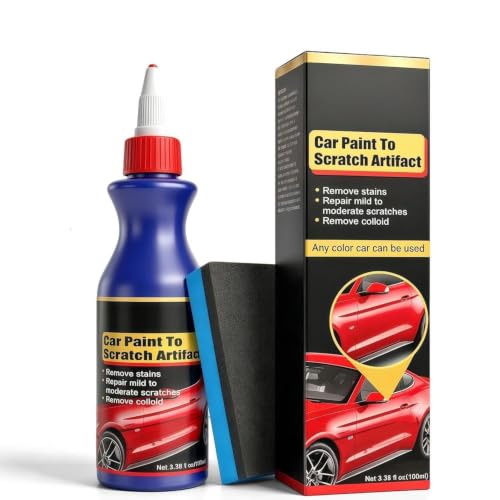 EHIOG Efface-Rayures Voiture 100 ml, Polish Rénovateur Anti-Oxydation avec Applicateur Éponge, Pour Carrosserie Terne et Éraflures Légères