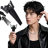 ヘアボリュームピンチャー 前髪たちあげクリップ 根元立ち上げクリップ 毛流れ センターパート ボリューミーヘア ぺたんこ髪対策 ヒートレスカール レディース メンズ 長短髪対応 便利（ブラック）