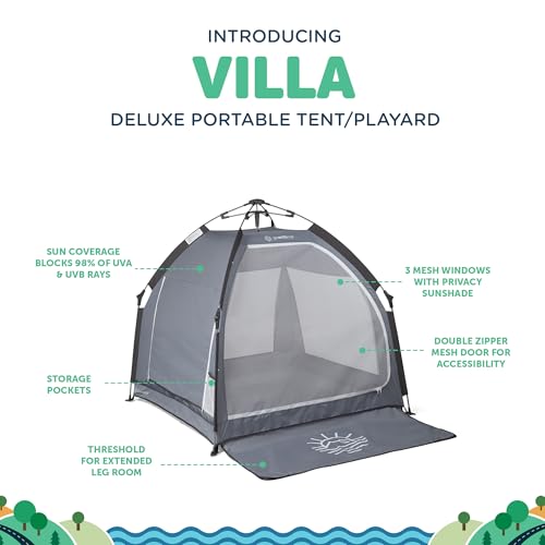 Image of Baby Delight Go with Me Villa Portable Tent and Playard | Kids Tent and Playhouse | Indoor and Outdoor | Elephant Grey