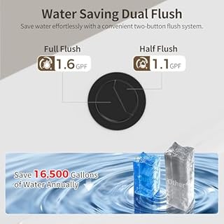 DeerValley Small One Piece Toilet with Soft Closing and Seat Black Flush Button 12 Inch Rough-In Compact Toilets for Tight Spaces