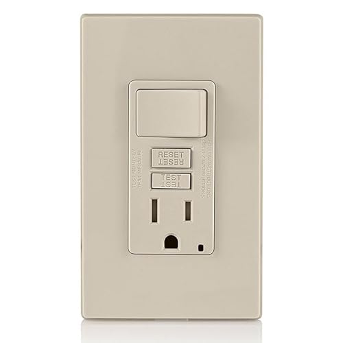 image for Leviton GFCI Combination Outlet with Switch, 15 Amp, Self Test, Tamper