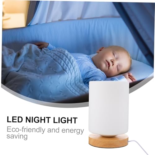 Lámpara de mesa touch con luz LED cálida y base de madera miniatura 6