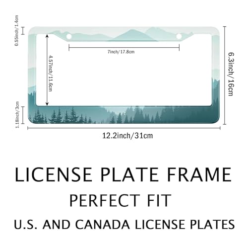Smooffly Beautiful Green Mountain Landscape License Plate Frames Decorative Metal Personalize Front Car Tag Frames Aluminum License Plate Holder for Standard Us Canada 12.2 x 6.3 Inch