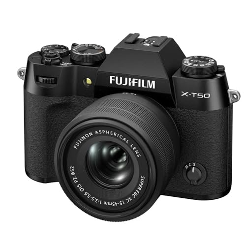 Image of Fujifilm X-T50 40 MP APS-C X-Trans Sensor|Retro Style mirrorless Camera|4k /6.2k vlogging|High Speed Recording FHD 240fps|Advance AF with 15-45mm Optical Zoom Lens f /3.5-5.6 - Black