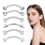 6 piezas de perforaciones, piercing plátano, Curva Barbells, anillos de ombligo para cuerpo, lengua, nariz, orejas, labios