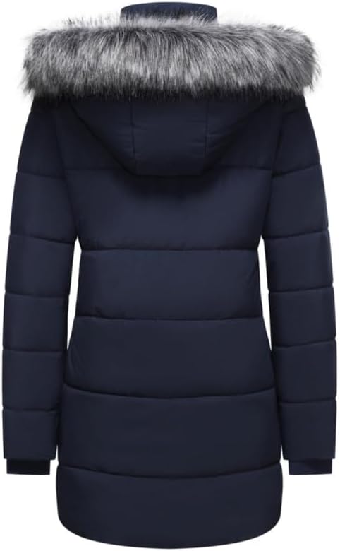 GGleaf Women's Winter Thicken Puffer Coat (Standard & Plus Size) Warm Snow Jacket with Fur Removable Hood - Image 2