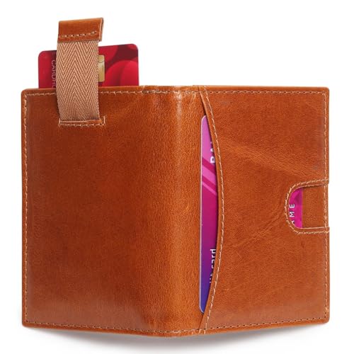 Image of Bifold Minimalist Leather Card Holder Wallet for Men & Women with 8 Card Slots & RFID Blocking