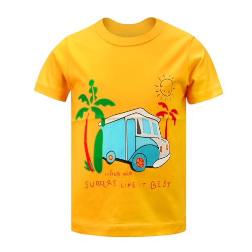 Image of DEEKEY Toddler Boys Shirts Short-Sleeve Little Kids t Shirts Boys' Tops, Tees & Shirts Graphic TEE Age for 2-7 Years 4-Pack