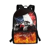 CLOHOMIN Mochila infantil para escola para meninas e meninos, bolsa de livros para crianças com bolsos laterais de malha, Trator de incêndio