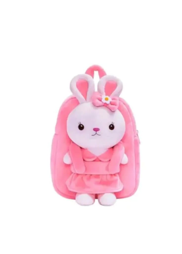 Cute Plush Rabbit Backpack with Bow Detail, Soft Toy Style Mini Backpack, Lightweight Travel Bag for Kids and Toddlers, pack of 1 (Pink)-image-30