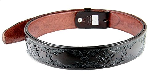 1010006 Genuine Leather Brown Freemason Square Compass Belt Sizes 32-60