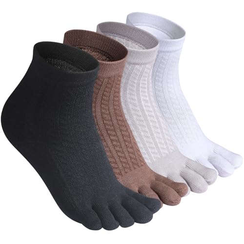 Image of Meaiguo Womens Toe Socks Cotton Five Finger Ankle Socks with Toes Separated for Running Athletic 4 Pairs