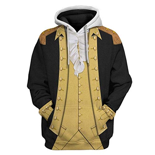 Image of Uyecos Historical Hoodie Revolutionary War Uniform Top | Historical Figure Print, Military Uniform Print, for Historical Reenactment, Halloween Cosplay